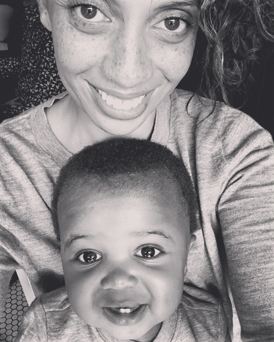Happy baby in organic clothing