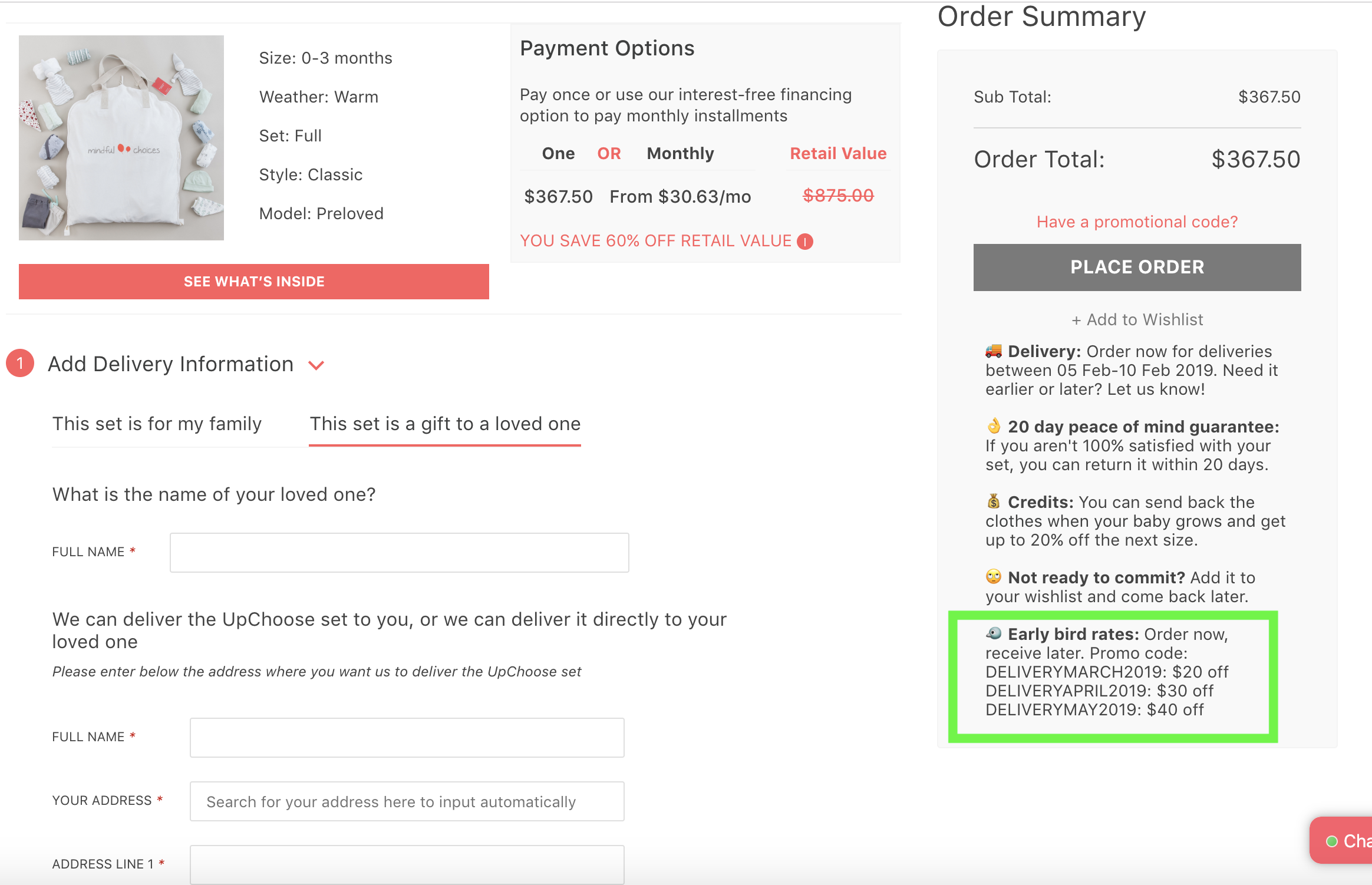 Apply coupon code
